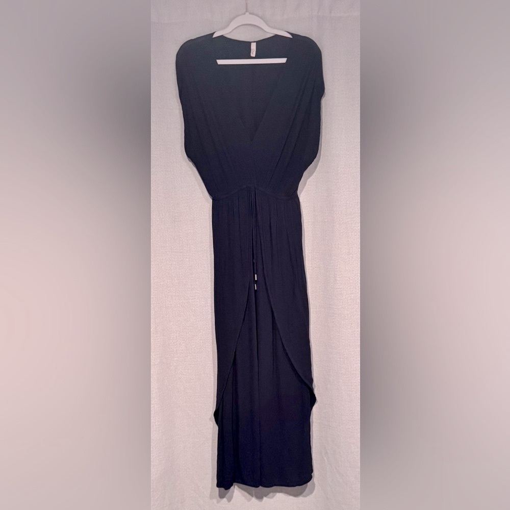 Blue V-Neck Sleeveless Swim Coverup